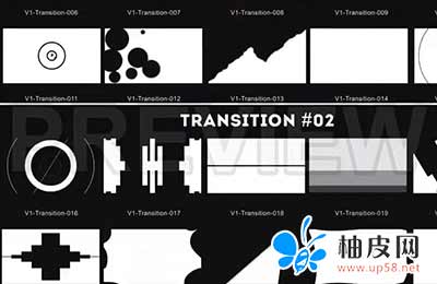 视频素材：30+种MG动画转场遮罩素材 30+ Matte Transitions Pack