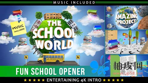 AE模板-学校教育三维动画片头 School Education Opener