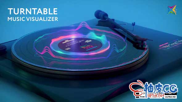 AE模板 酷炫霓虹音乐可视化波形3D转盘Turntable Music Visualizer