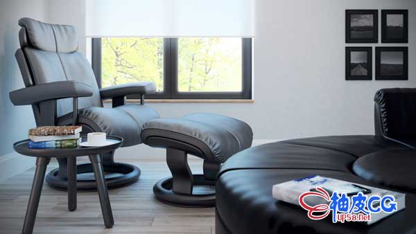 3DSMAX / C4D / MAYA / VRay皮革布艺编织沙发座椅精细3D模型