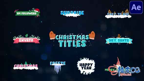 AE模板 圣诞节风格动画文字标题 Christmas Titles