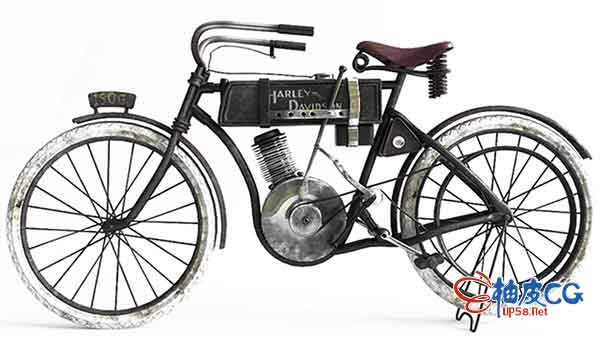3DSMAX旧式哈雷戴维森摩托车自行车3D模型