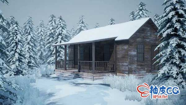 3DSMAX创建白雪皑皑的木质小屋环境视频教程