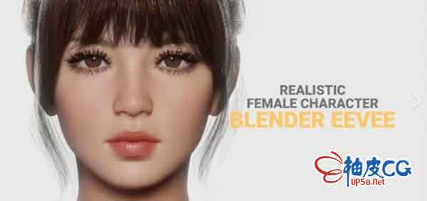 Blender逼真女性角色低模3D模型