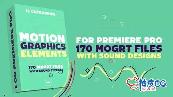 Pr预设 170+2D卡通风格运动图形动画元素包 Motion Elements Pack Mogrt