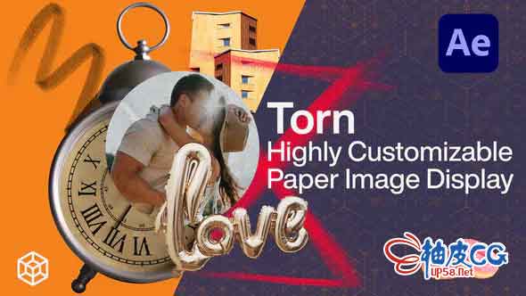 AE模板 上世纪怀旧照片杂志撕裂胶片质感介绍 Torn - Highly Customizable Paper Image Display