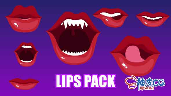 AE模板 个性化女性嘴唇动画 lips animation