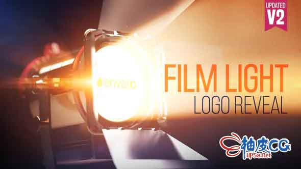 AE模板 电影播放灯光闪烁标志文字标题展示 Film Light Logo Reveal