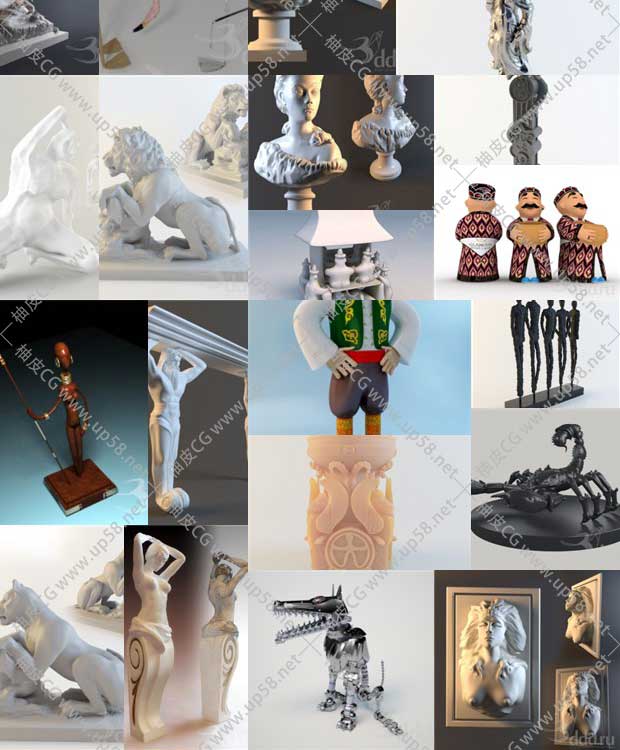3DSMAX / VRay室内装饰艺术雕塑3D模型素材