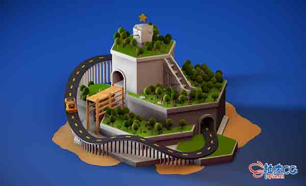 C4D教程 三维卡通小岛制作(中文字幕) Skillshare – Create a fun 3D island with Cinema 4D