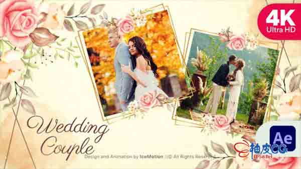 AE模板 4K高清优雅花卉婚礼邀请视频 Wedding Invitation Slideshow