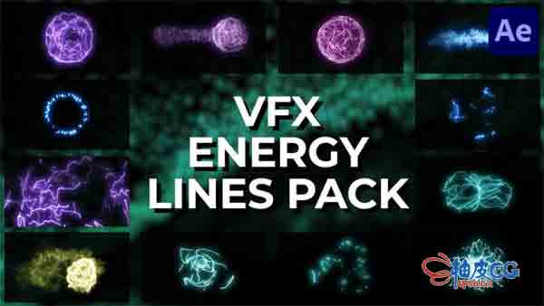 AE模板 3D酷光抽象线条粒子爆炸效果工具包  VFX Energy Lines Pack for After Effects