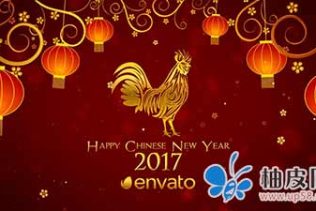 灯笼花藤鸡年新年快乐片头动画 Chinese New Year Wishes