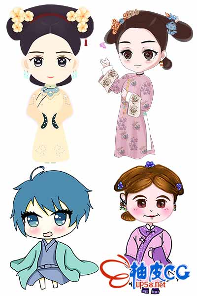 手绘古风q版漫画人物延禧攻略彩稿图片 柚皮cg资源网站