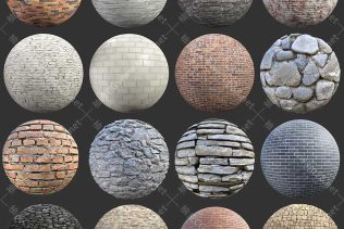 3dmax C4D KeyShot Maya红砖石砖石头墙面PBR高清无缝贴图素材库