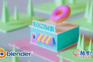 Blender制作卡通甜甜圈商店场景视频教程