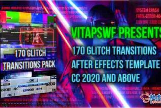 AE模板 170 个数字信号干扰故障过渡工具包 170 Glitch Transitions Pack