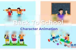 AE模板 卡通动画学生学校生活场景工具包 Back To School Animated Scene Pack