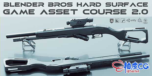 Blender Bros创建硬表面游戏枪3D模型视频教程