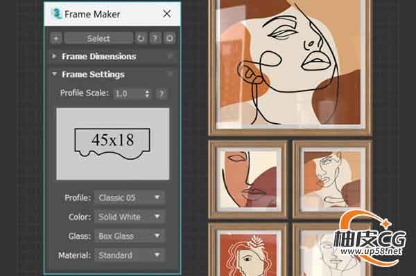 3DSMAX创建相框3D模型脚本插件 Frame Maker 1.0