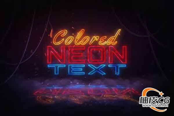 AE模板 数字信号霓虹灯标志logo揭晓展示视频 Glitch Neon Logo Reveal
