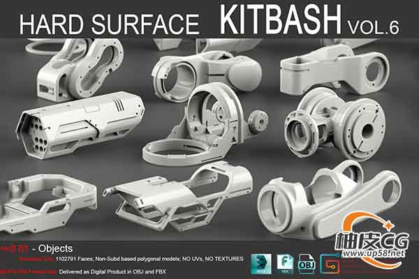 81个硬表面机械零件3D模型Hard Surface KitBash Vol 6