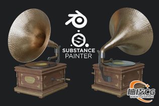Blender & Substance Painter创建老式留声机3D模型及纹理视频教程(中文字幕)