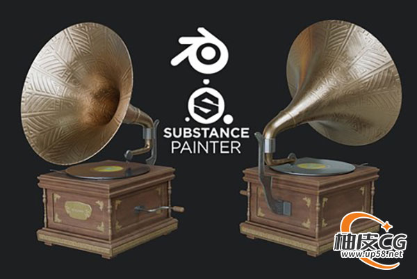 Blender & Substance Painter创建老式留声机3D模型及纹理视频教程(中文字幕)