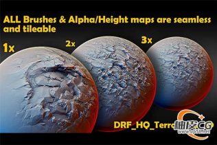 ZBrush/Blender游戏环境雕塑和概念设计高清地形/岩石雕塑笔刷合集(Alpha)