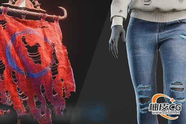 Blender快速创建布料真实撕裂空洞磨损效果插件 TearPainter