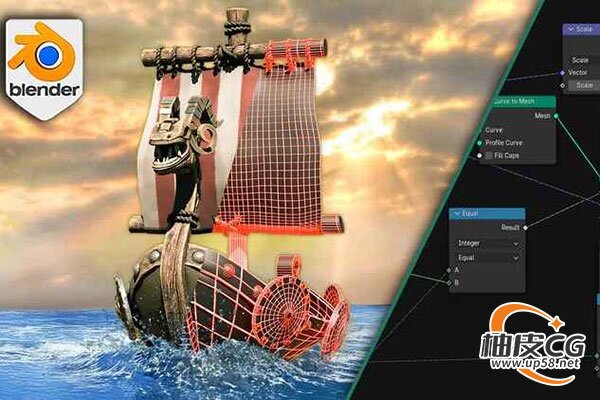 Blender使用集合节点创建自定义船舶3D模型视频教程(中文字幕)